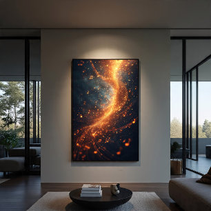 Affiche Galaxie Spirale de Notes de Musique Dorées