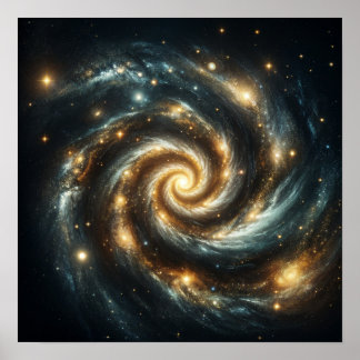 Affiche Galaxie spirale dorée