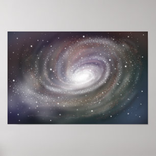 Affiche Galaxie spirale fantastique brillant dans l'espace