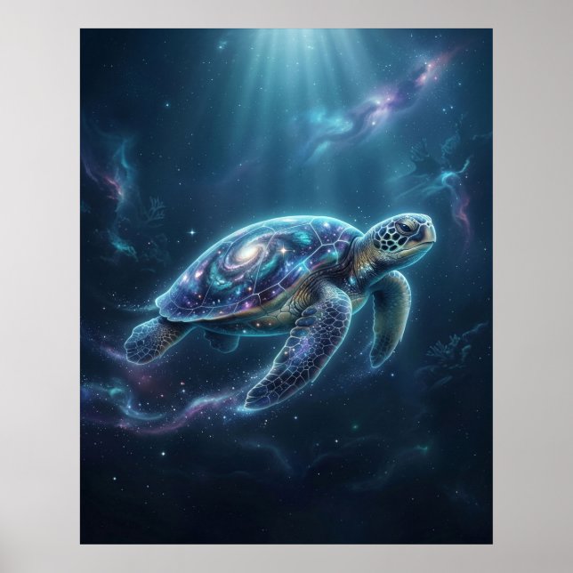 Affiche Galaxie Tortue Océan Cosmique (Devant)