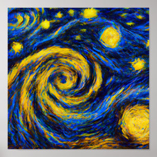 Affiche Galaxie Universe dans le style Van Gogh