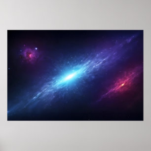 Affiche Galaxie vibrante bleue Supernova Espace extra-atmo