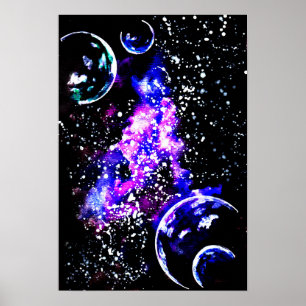 Affiche Galaxie violette avec planètes