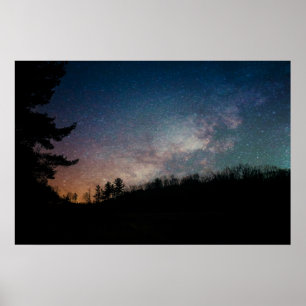 Affiche Galaxie Voie Lactée Ciel Nocturne Arbres Photograp
