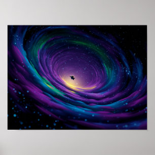 Affiche Galaxie Vorticeuse Dynamique avec Astronef Central