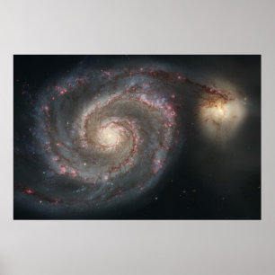 Affiche Galaxie Whirlpool M51+Galaxie Companion 36x24 (39x