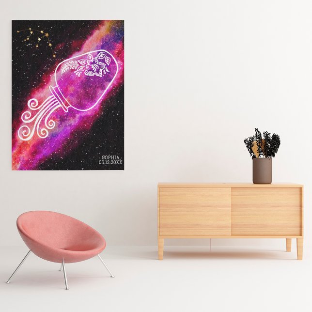 Affiche Galaxy Aquarius Symbole Zodiaque Personnalisé Art  (Créateur téléchargé)