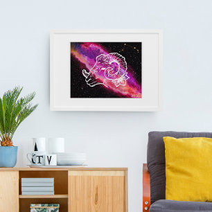 Affiche Galaxy Aries Constellation Zodiac Signal Mur Art