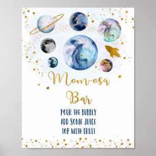 Affiche Galaxy Blue Gold Baby shower Mom-osa Bar