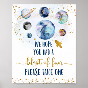 Affiche Galaxy Blue Gold Blast Of Fun Birthday Favoriser S