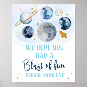 Affiche Galaxy Blue Gold Blast Of Fun Birthday Favoriser S