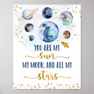 Affiche Galaxy Blue Gold Vous Êtes Mes Étoiles Sun Moon