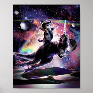 Affiche Galaxy Chat Sur Dinosaur Unicorn Dans L'Espace