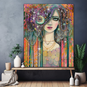 Affiche Galaxy Girl Beautiful Boho Gypsy Imaginaire Art Fe