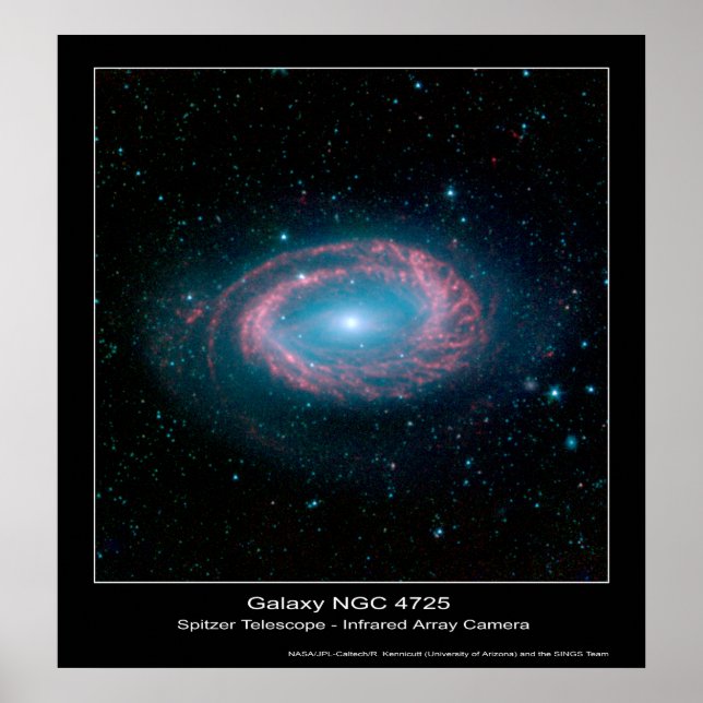 Affiche Galaxy NGC 4725 - Télescope Spitzer (Devant)