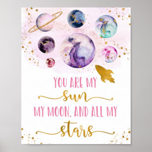 Affiche Galaxy Pink Gold Vous Êtes Mes Étoiles Sun Moon
