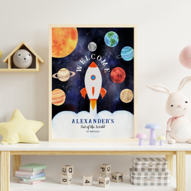 Affiche Galaxy Planètes et étoiles Space Rocket Bienvenue (Créateur téléchargé)