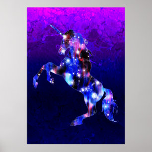 Affiche Galaxy rose belle licorne brillant image