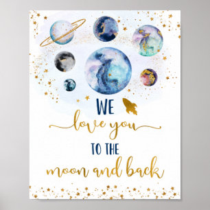 Affiche Galaxy Vous Aime À La Lune Et À L'Anniversaire