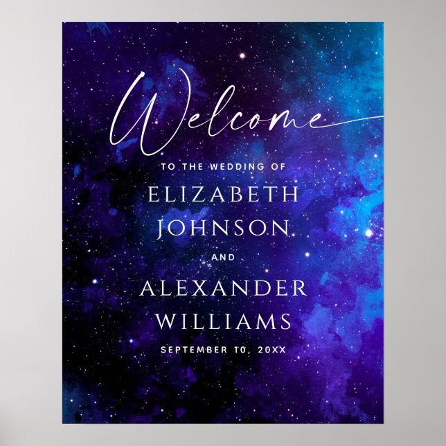 Affiche Galaxy Welcome Wedding Sign | Space Starry Night (Devant)