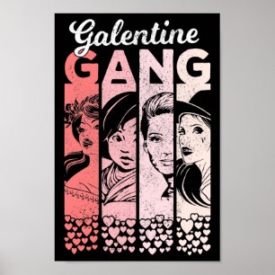 Affiche Galentine Gang Vintage Valentines Femme Visages