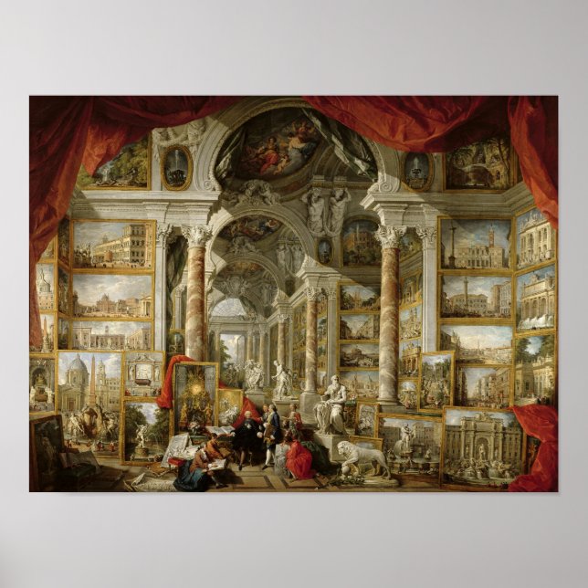 Affiche Galerie avec vues sur Rome moderne, 1759 (Devant)