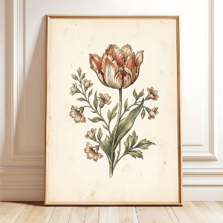 Affiche Galerie d'art botanique de perroquet tulipe vintag