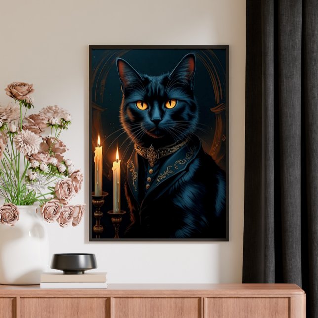 Affiche Galerie d'Art de Chat Noir Médiéval Victorien (Créateur téléchargé)