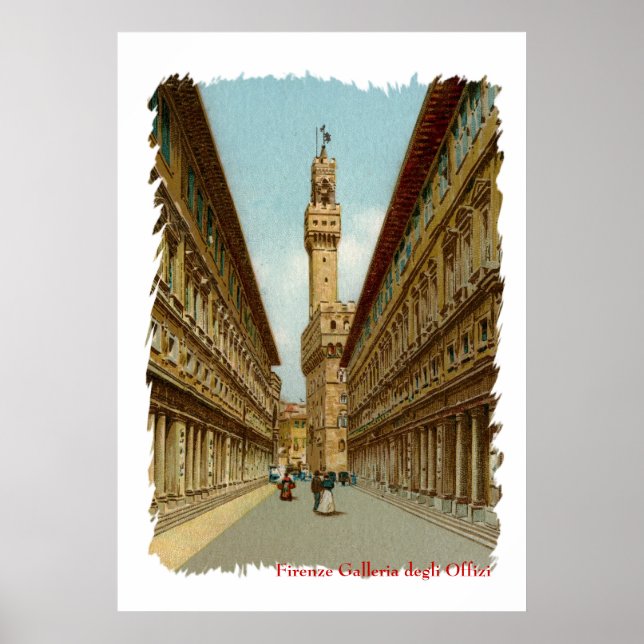 Affiche Galerie des Offices d'Aquarelle Florence (Devant)