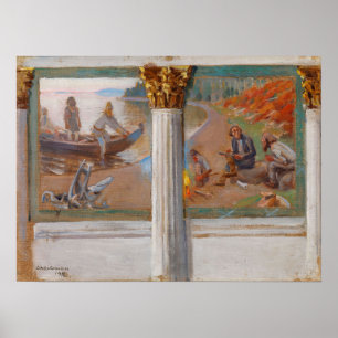 Affiche Gallen-Kallela - Lonnrot Et Croquis De Poésie