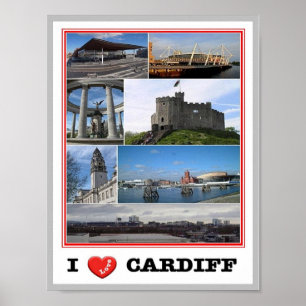 Affiche Galles - Cardiff - I Love -