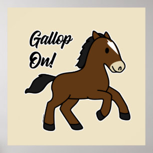 Affiche Gallo Adorable ! Design de cheval kawaii heureux