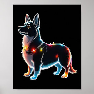 Affiche Gallois Corgi Chien Arbre de Noël Chandail Noël Ch