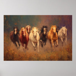 Affiche Galloping Freedom Horses in Motion Art