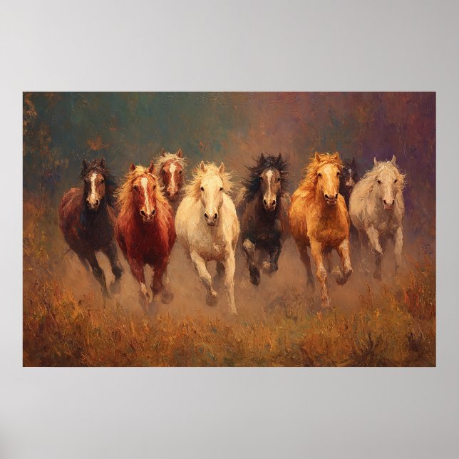 Affiche Galloping Freedom Horses in Motion Art (Devant)