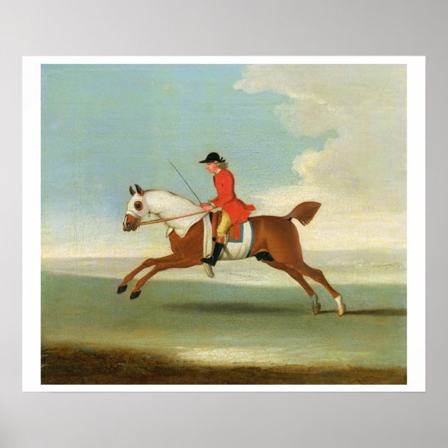 Affiche Galloping Racehorse and mounted Jockey in Red (Devant)