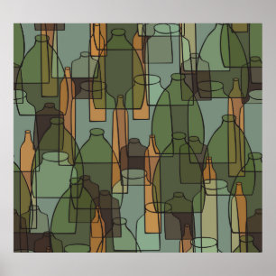 Affiche Galore de verre : Motif de bouteille Vintage