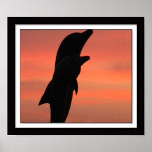 Affiche Galveston Seawall Beach Dolphin Statue à Sunrise