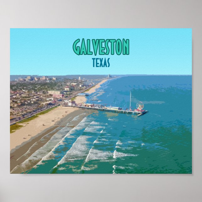 Affiche Galveston Texas Pier Shore Vintage (Devant)