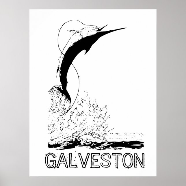 Affiche Galveston, TX Pêche sportive (Devant)