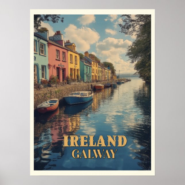 Affiche Galway Ireland Retro Irish Landmark (Devant)
