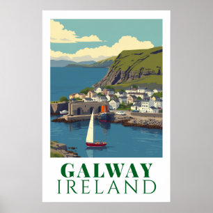 Affiche Galway Irlande Art de Voyage de Port Vintage