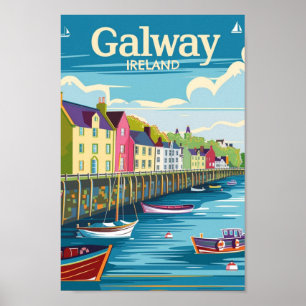 Affiche Galway Irlande Vintage célèbre Travel Place