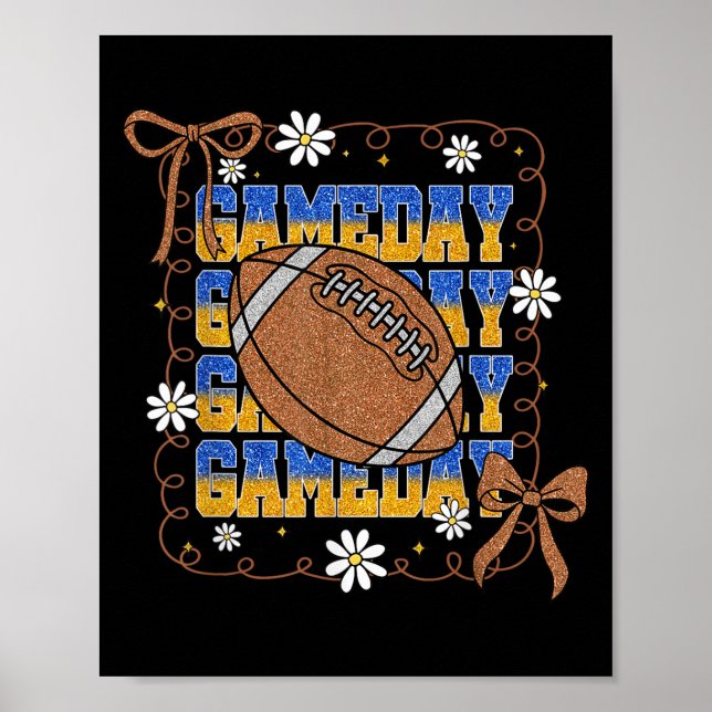 Affiche Game Day Football Season Football Mama Girl Blue G (Devant)