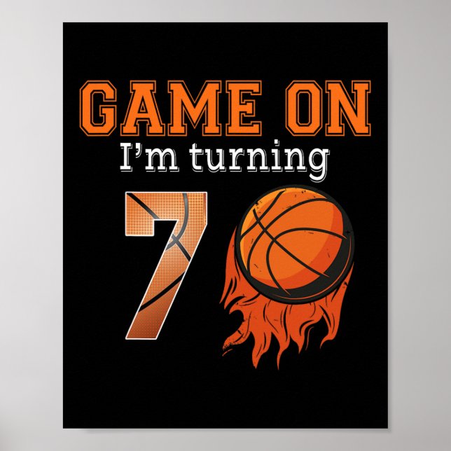 Affiche Game-On I'm Turning 7 Basketball 7th Birthday Boy (Devant)