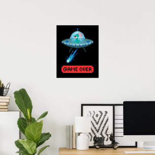 Affiche 'Game Over' Extraterrestre Volant UFO Vaisseau Spa