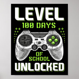 Affiche Gamer 100e Jour De Niveau D'École 100 Jours Déverr