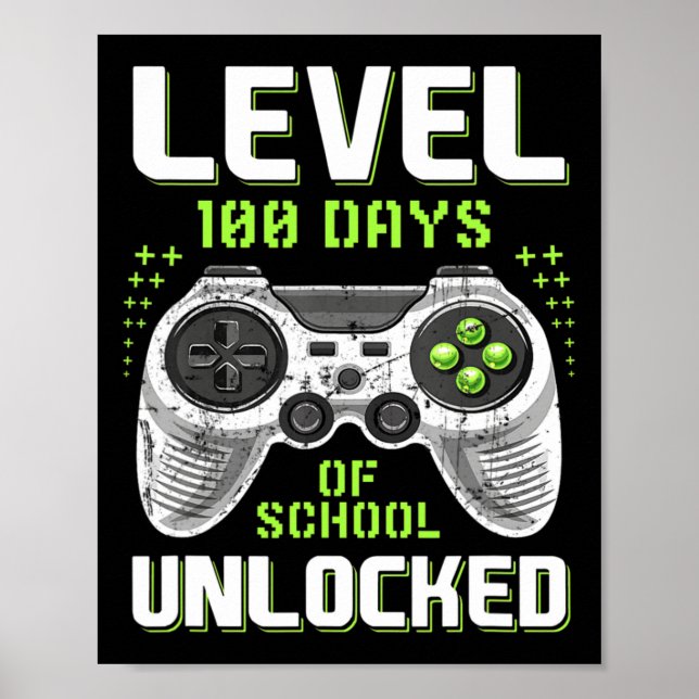 Affiche Gamer 100e Jour De Niveau D'École 100 Jours Déverr (Devant)
