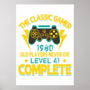 Affiche Gamer Anniversaire Cadeau personnalisé Année et âg