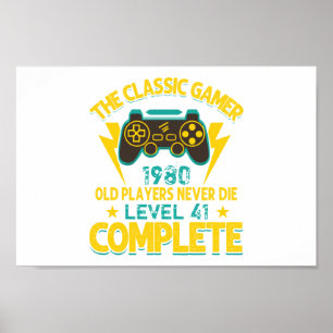 Affiche Gamer Anniversaire Cadeau personnalisé Année et âg